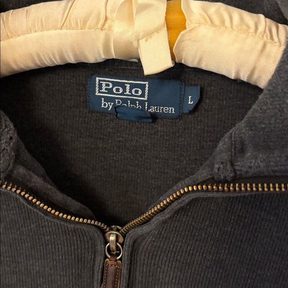 RALPH LAUREN MENS POLO DARK GRAY CHARCOAL QUARTER ZIP SWEATER SZ LARGE PULLOVER - Picture 3 of 7